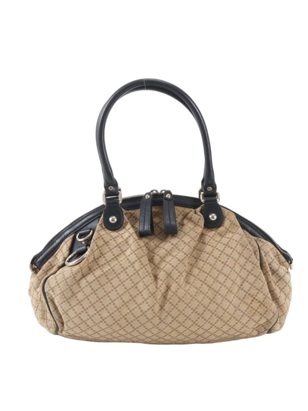 Gucci Diamante Satchel Leather Canvas Tote Shoulder